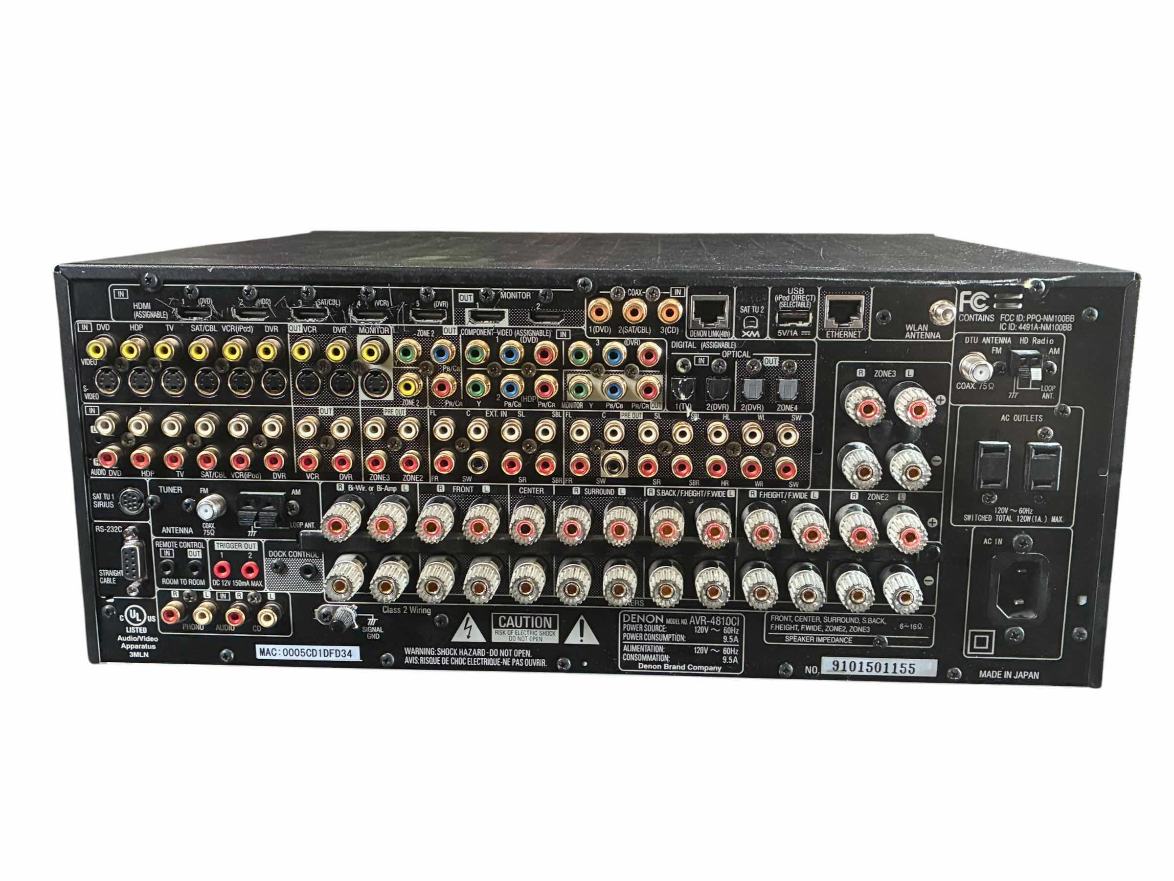 Photo 1 of DENON NETWORK ADVANCED AL 24 PROCESSOR MULTI CHANNEL AV SURROUND RECEIVER W REMOTE AVR4810CI