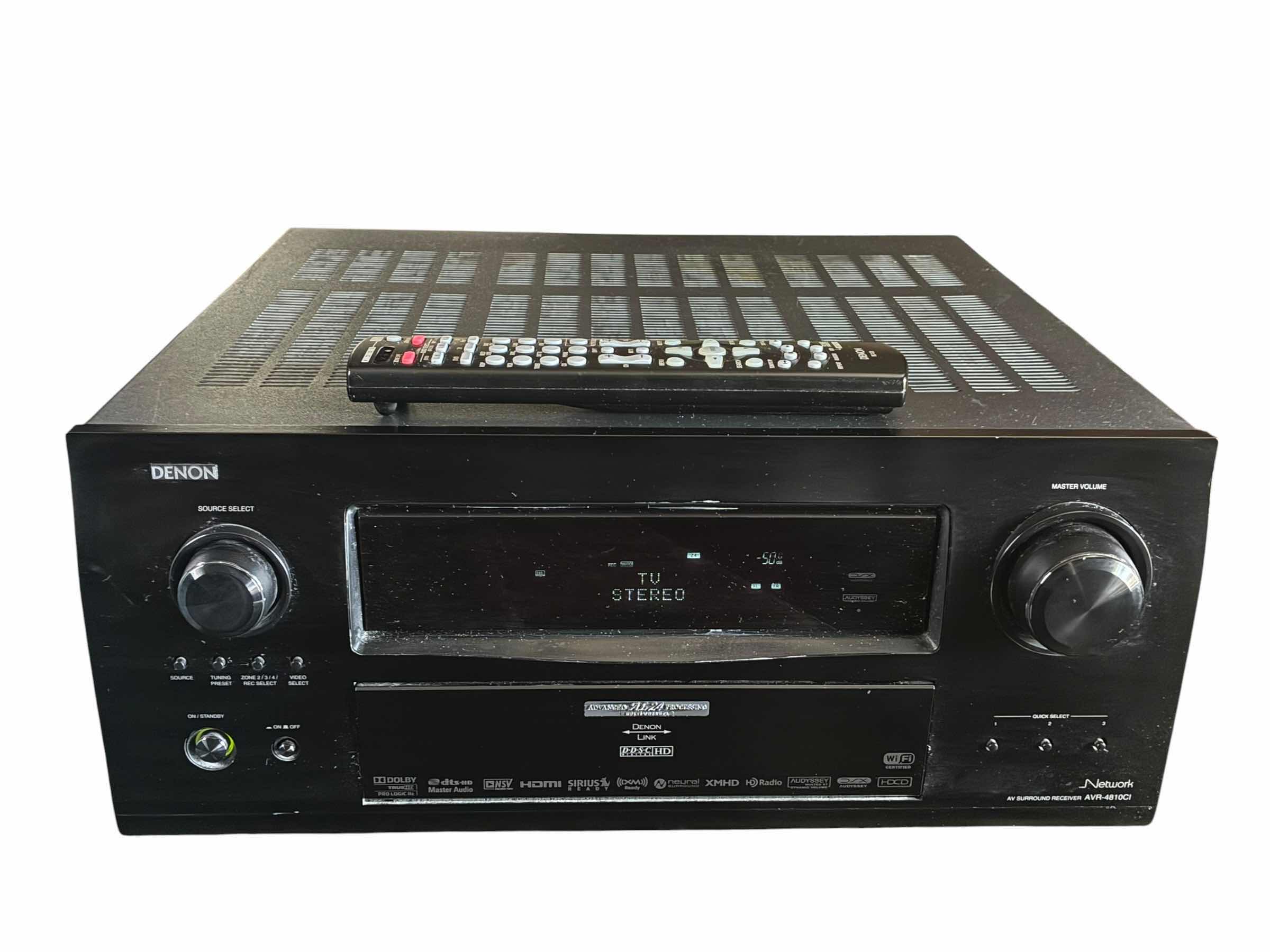 Photo 1 of DENON NETWORK ADVANCED AL 24 PROCESSOR MULTI CHANNEL AV SURROUND RECEIVER W REMOTE AVR4810CI