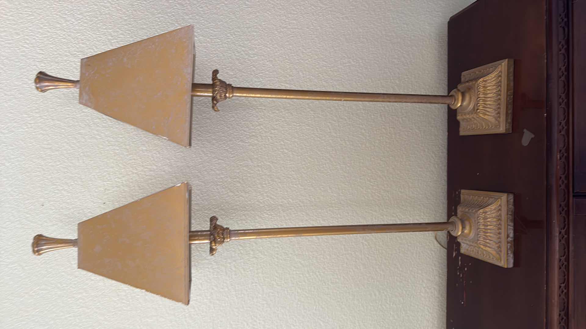 Photo 1 of 2-GOLD BRASS TABLE LAMPS H36”