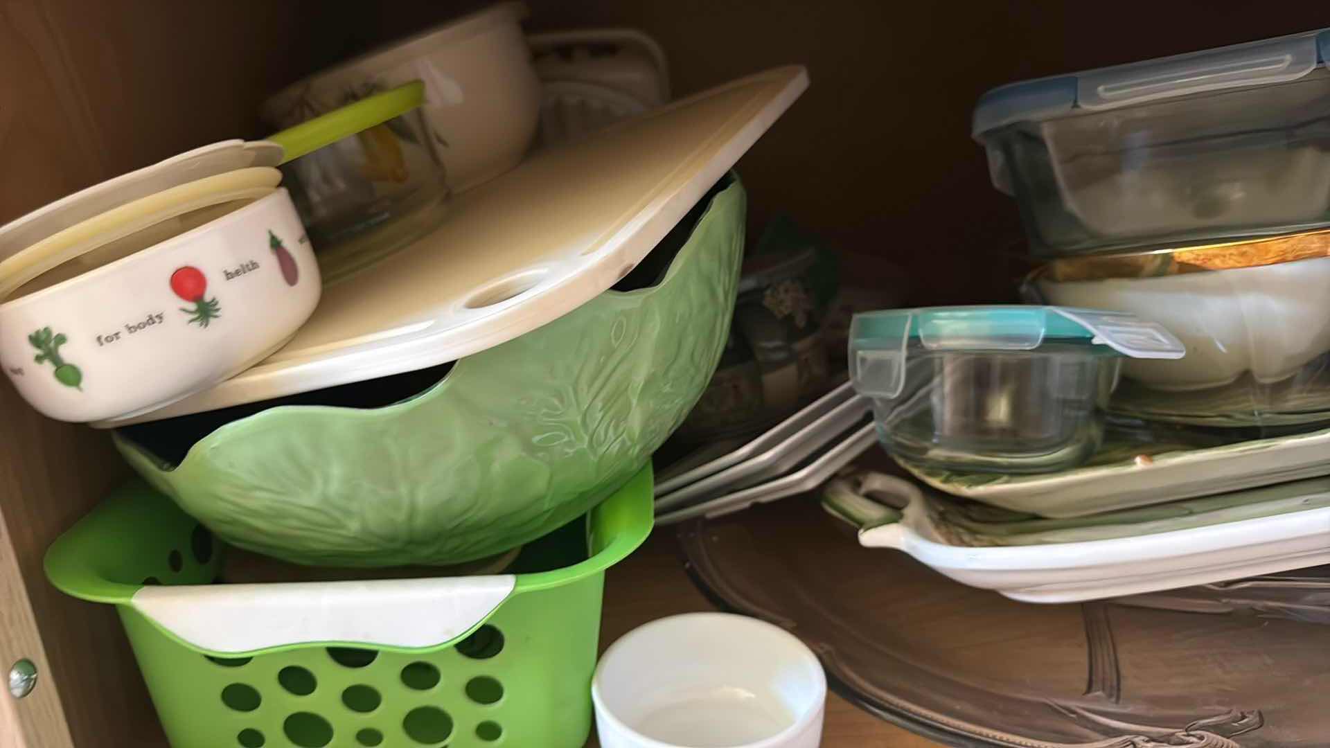 Photo 1 of CONTENTS UNDER KITCHEN CABINET – BAKEWARE BOWLS, SERVE-WARE
