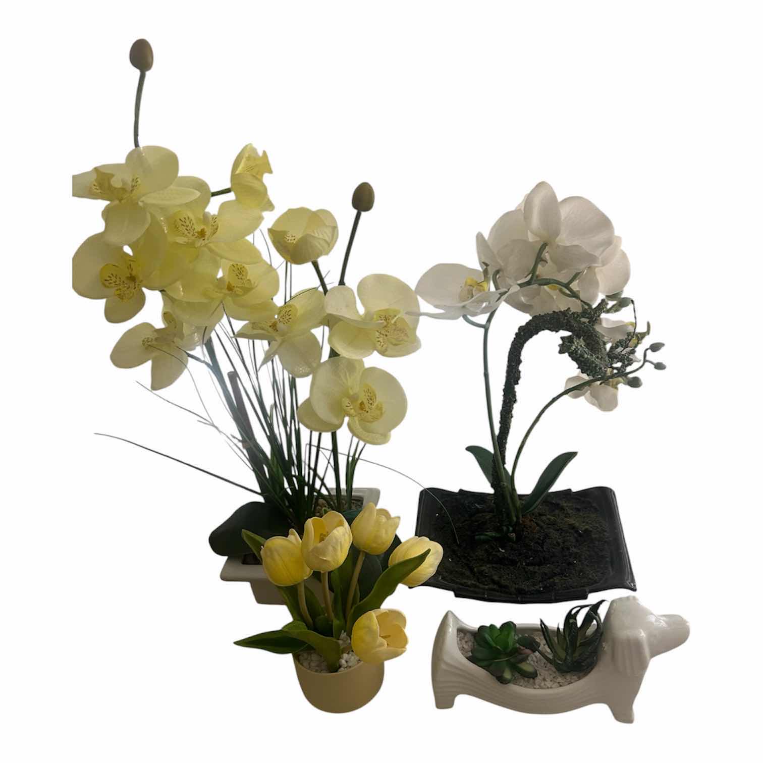 Photo 1 of 4- FAUX ARRANGEMENTS ORCHID TULIPS