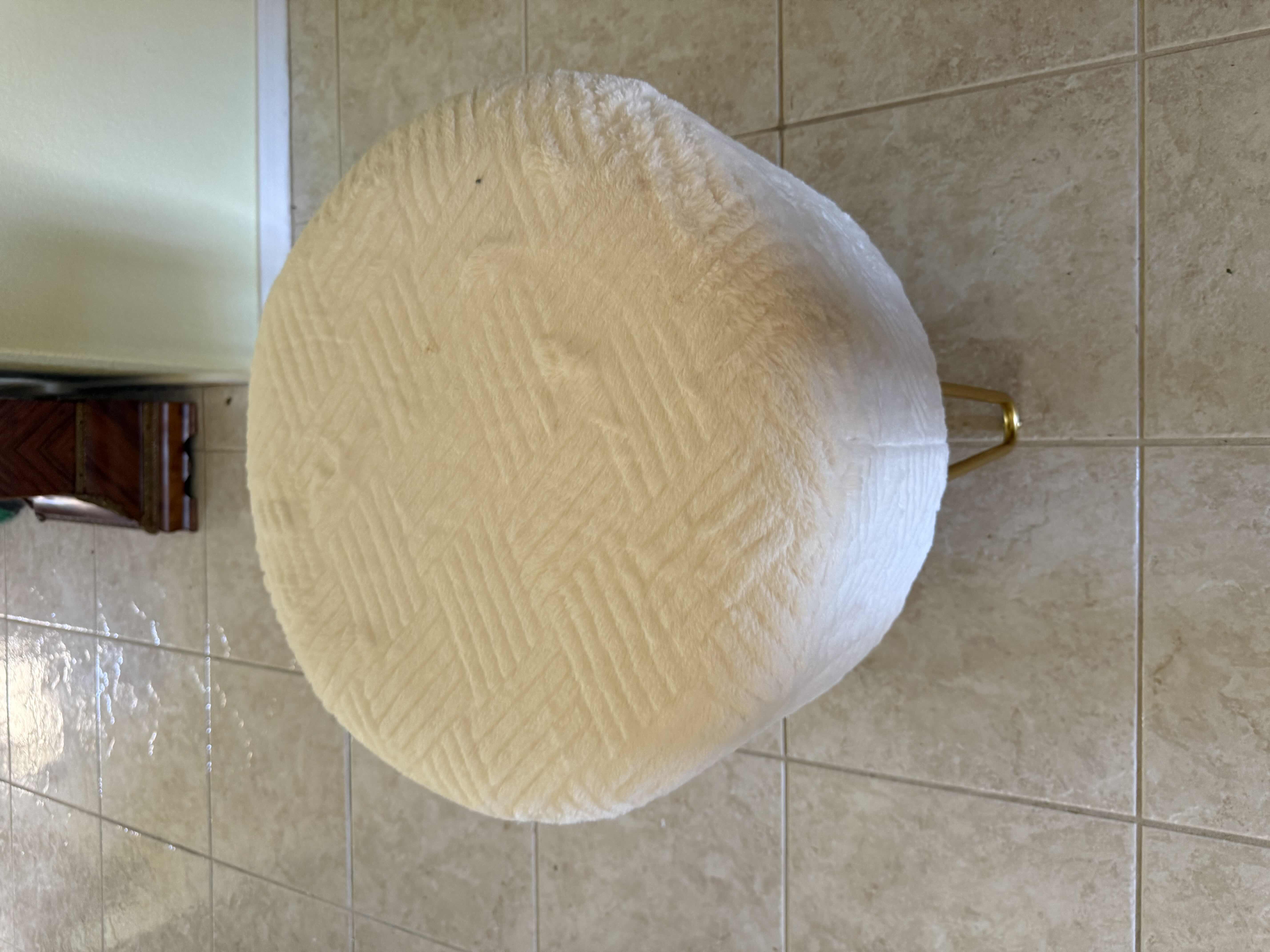 Photo 1 of WHITE SOFT FABRIC VANITY STOOL W GOLD METAL LEGS