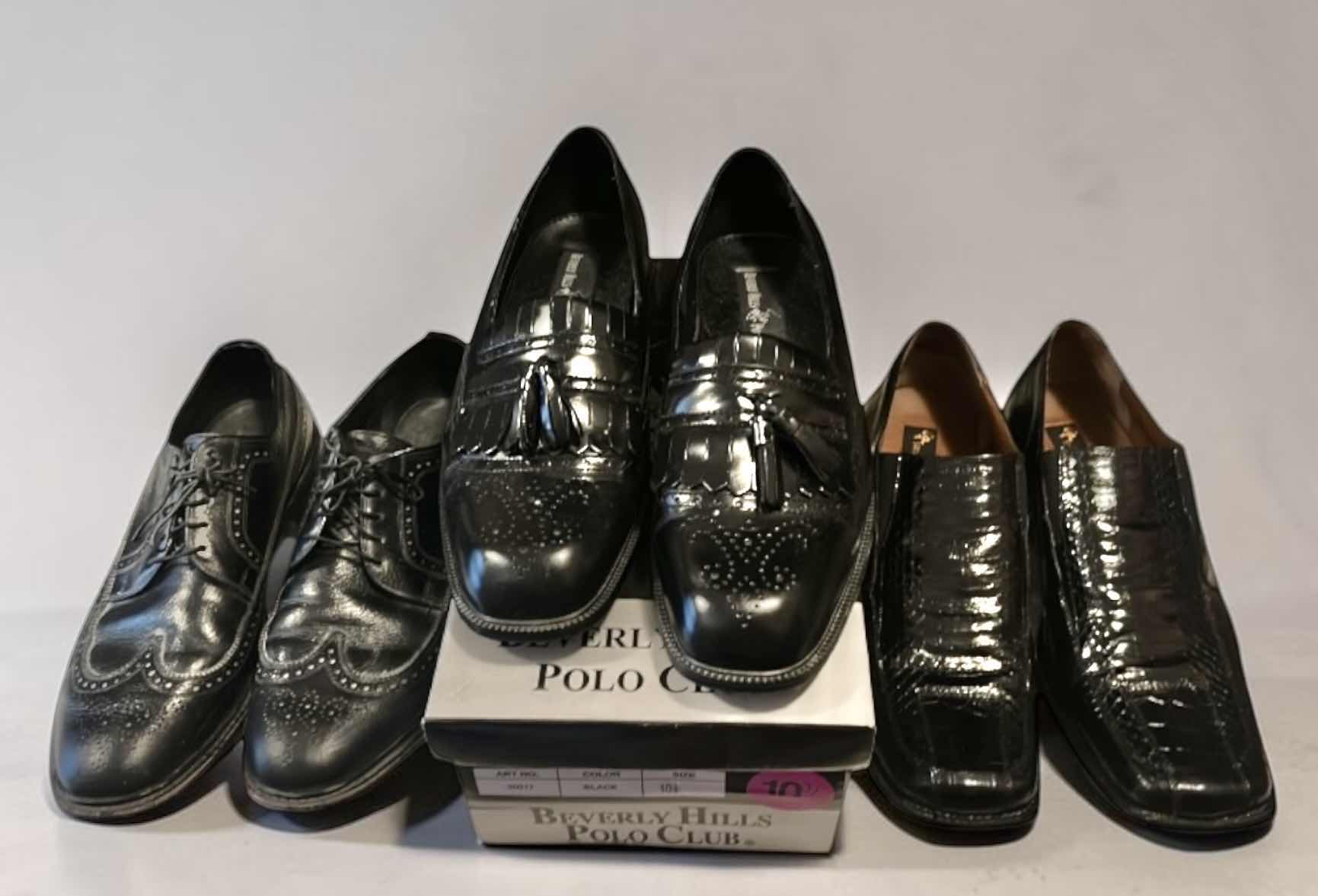 Photo 1 of 3 PAIRS OF MEN’S LEATHER DRESS SHOES, INCLUDING ALLIGATOR LEATHER SIZE 10.5