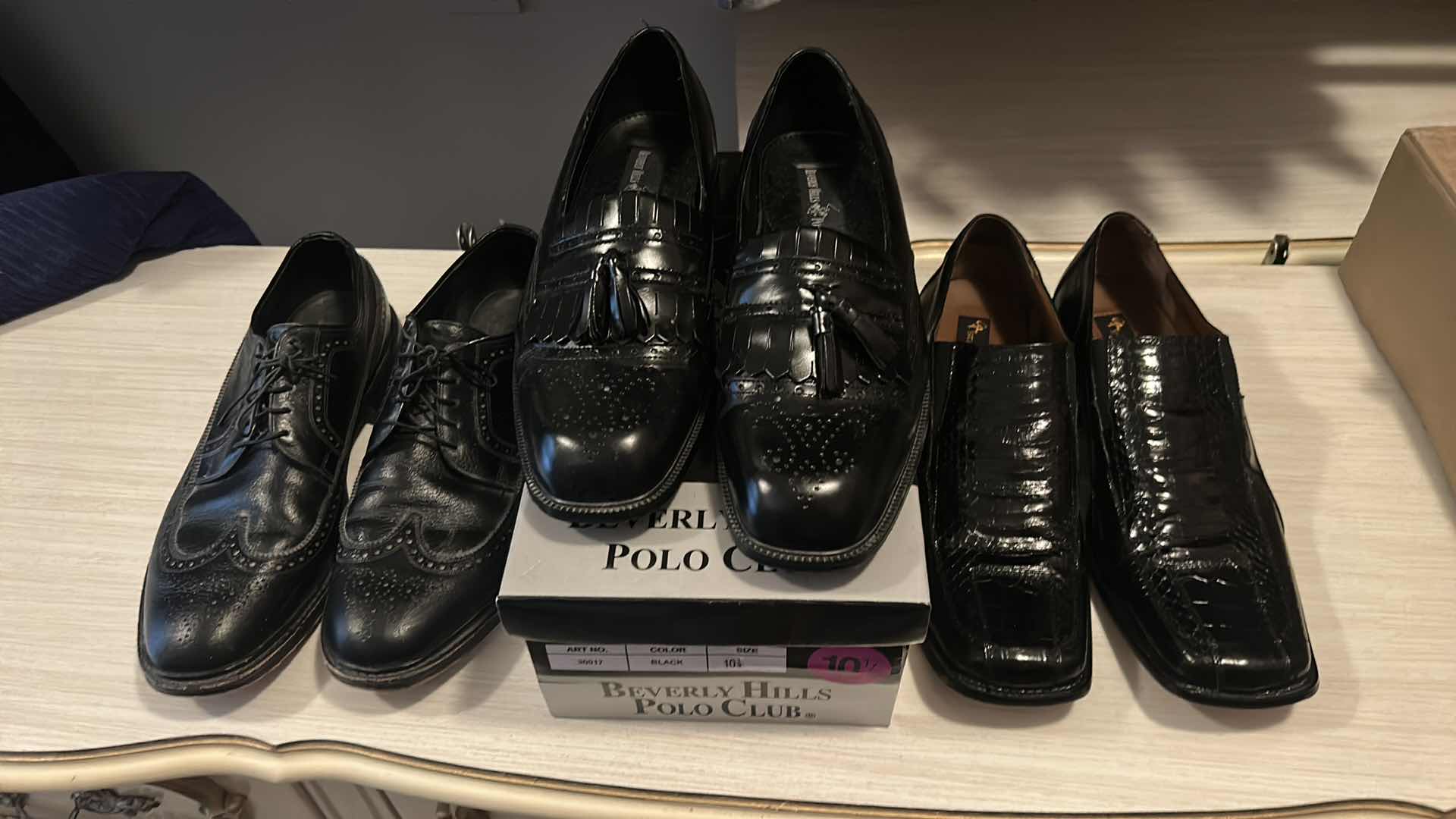 Photo 1 of 3 PAIRS OF MEN’S LEATHER DRESS SHOES, INCLUDING ALLIGATOR LEATHER SIZE 10.5