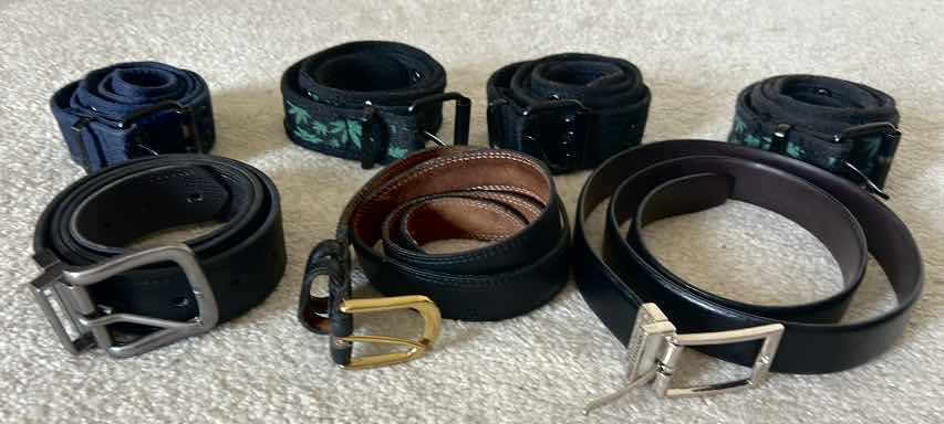 Photo 1 of SEVEN MEN’S BELTS, BONDED, LEATHER AND CANVAS SIZE ESTIMATE 36