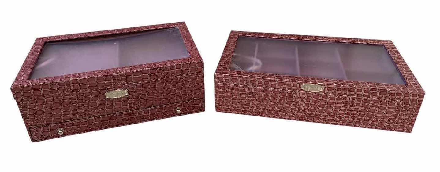 Photo 1 of (2)PCS PRESTIGE JEWELRY FAUX PURPLE CROCODILE STYLE DISPLAY BOX 13”X8”XH5” $75