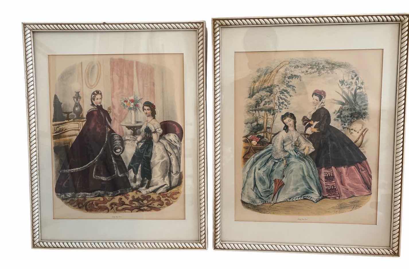 Photo 1 of (2)PCS FRAMED ARTWORK FRENCH VICTORIAN-STYLE ART PRINTS FEATURING PERIOD LADIES MARKED “LEROY. IMP. PARIS” 15”X19” $225