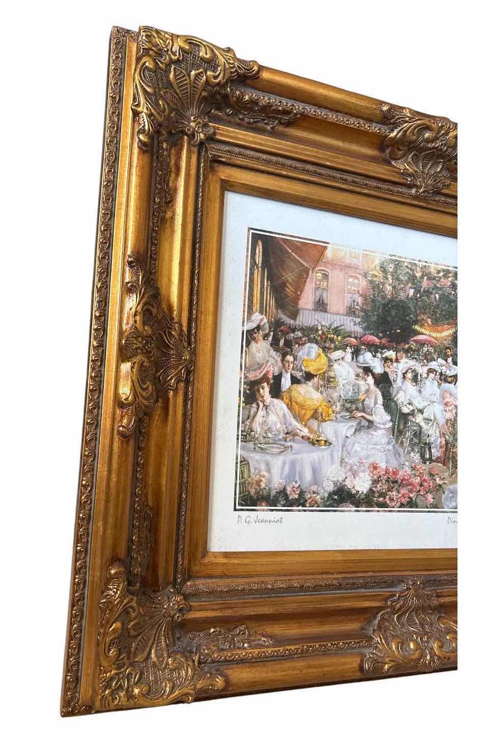 Photo 1 of FRAMED ARTWORK P.G. JEANNIOT “DINNER AT THE RITZ” DECORATIVE FRAMED ART PRINT IN AN ORNATE GOLD-TONE FRAME 29.5”X27”