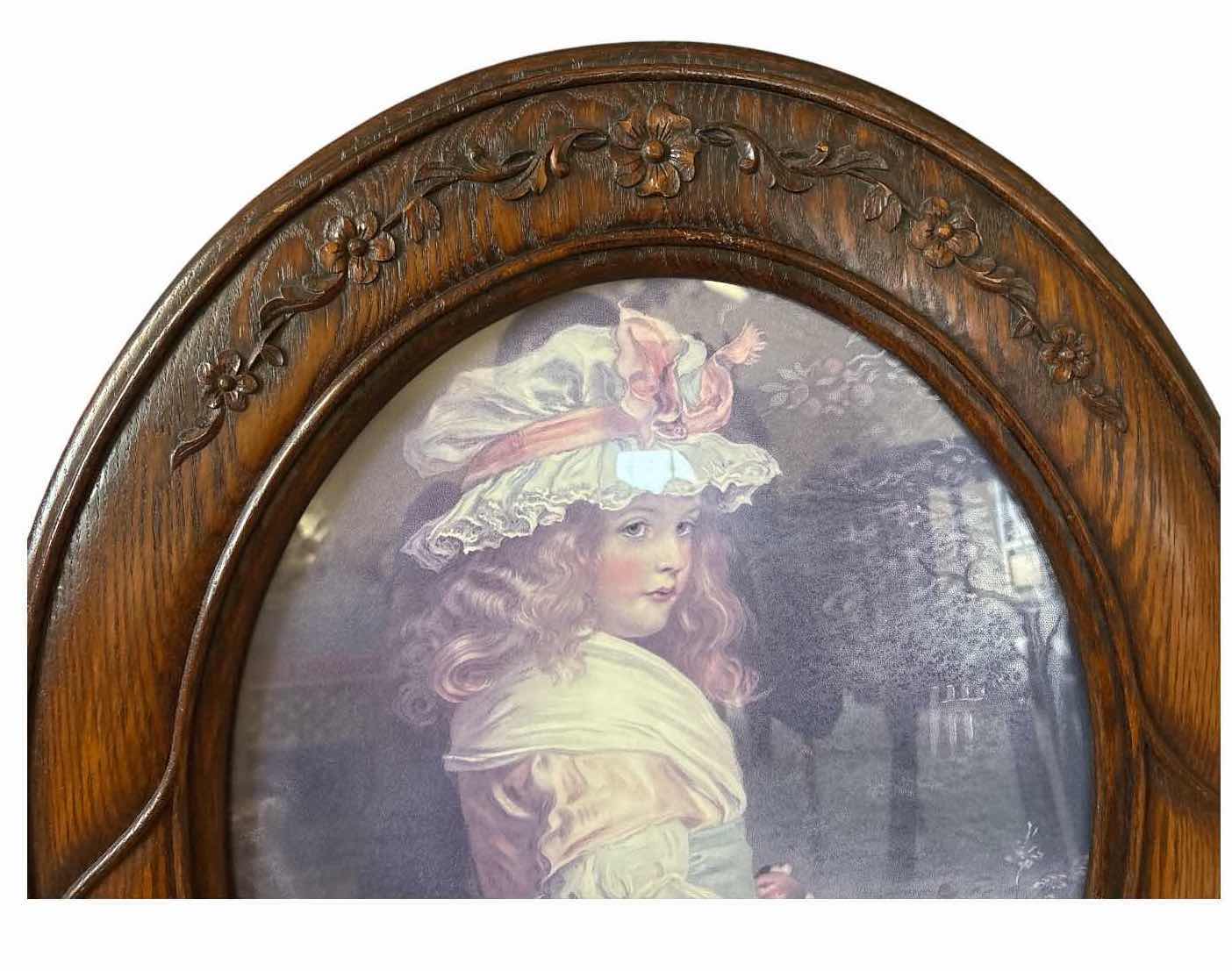 Photo 1 of VINTAGE VICTORIAN STYLE SOLID WOOD OVAL FRAMED PORTRAIT PRINT 23”X27”