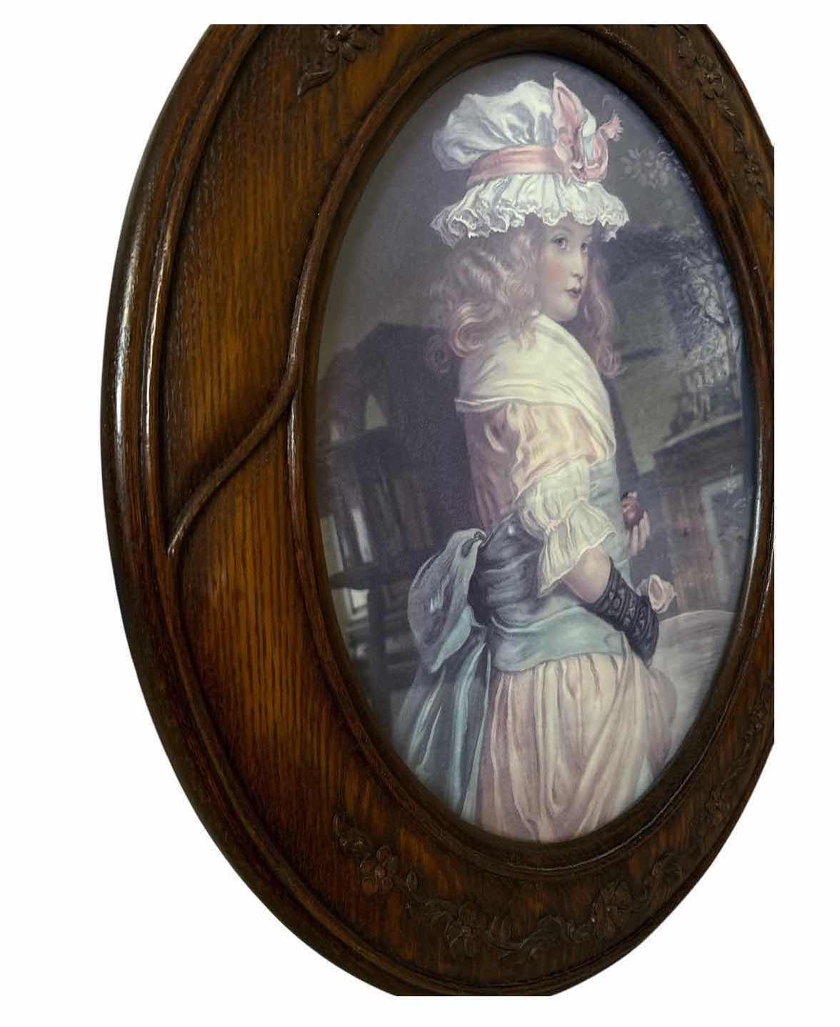 Photo 1 of VINTAGE VICTORIAN STYLE SOLID WOOD OVAL FRAMED PORTRAIT PRINT 23”X27”