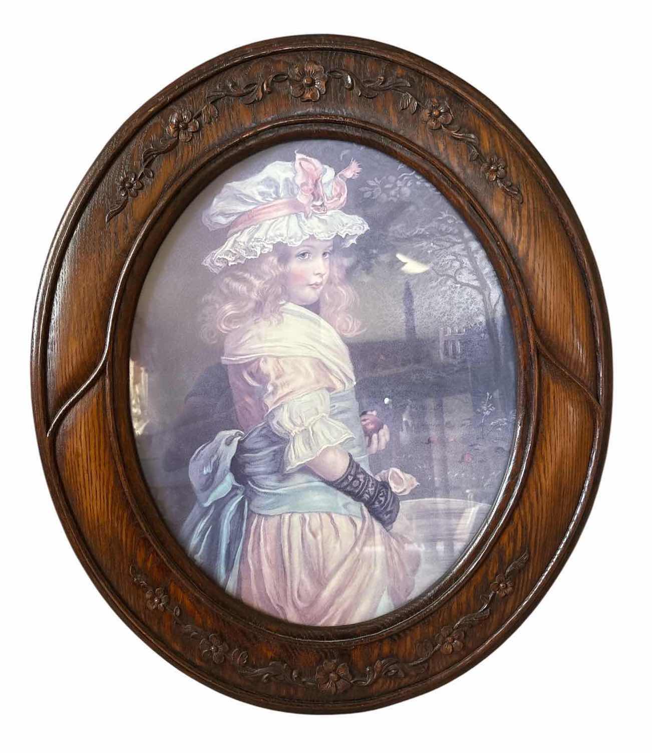 Photo 1 of VINTAGE VICTORIAN STYLE SOLID WOOD OVAL FRAMED PORTRAIT PRINT 23”X27”