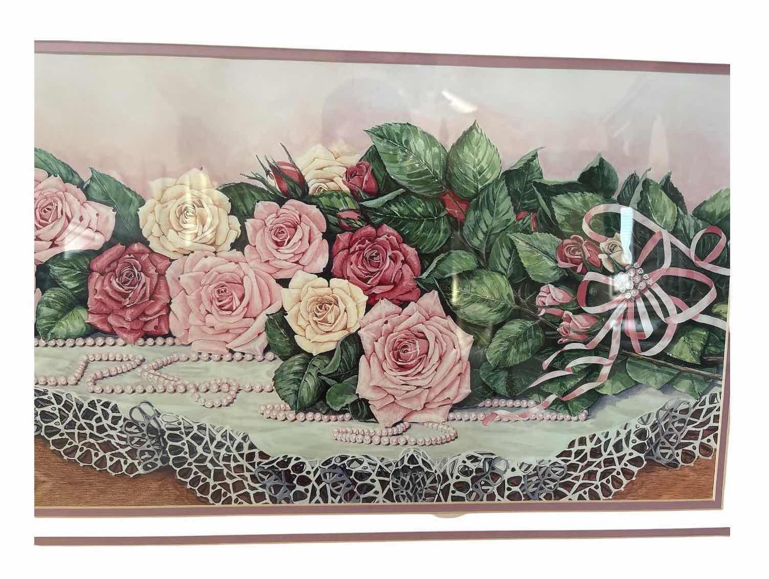 Photo 1 of FRAMED FLORAL ROSE ART PRINT 31”X21”