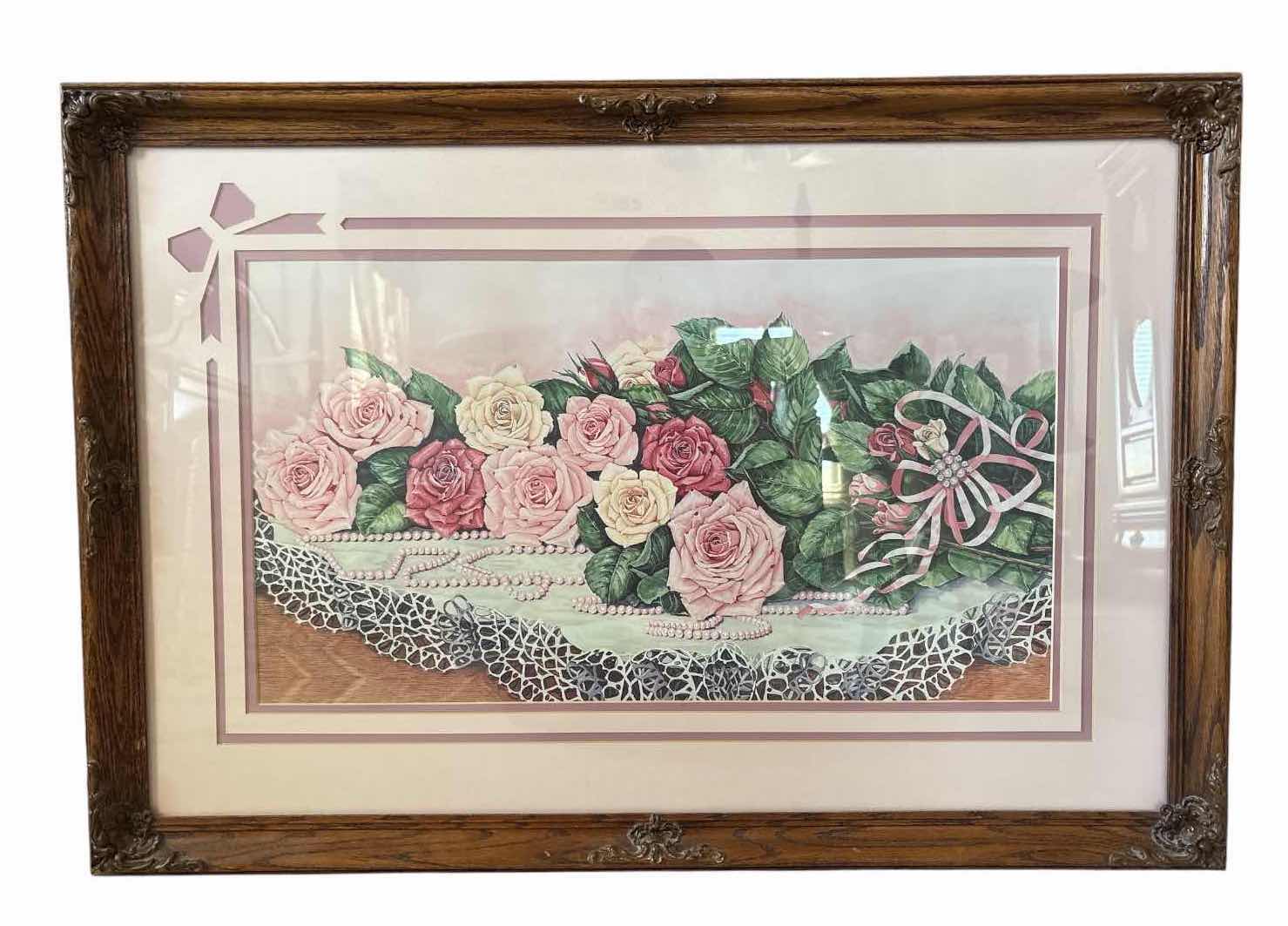 Photo 1 of FRAMED FLORAL ROSE ART PRINT 31”X21”