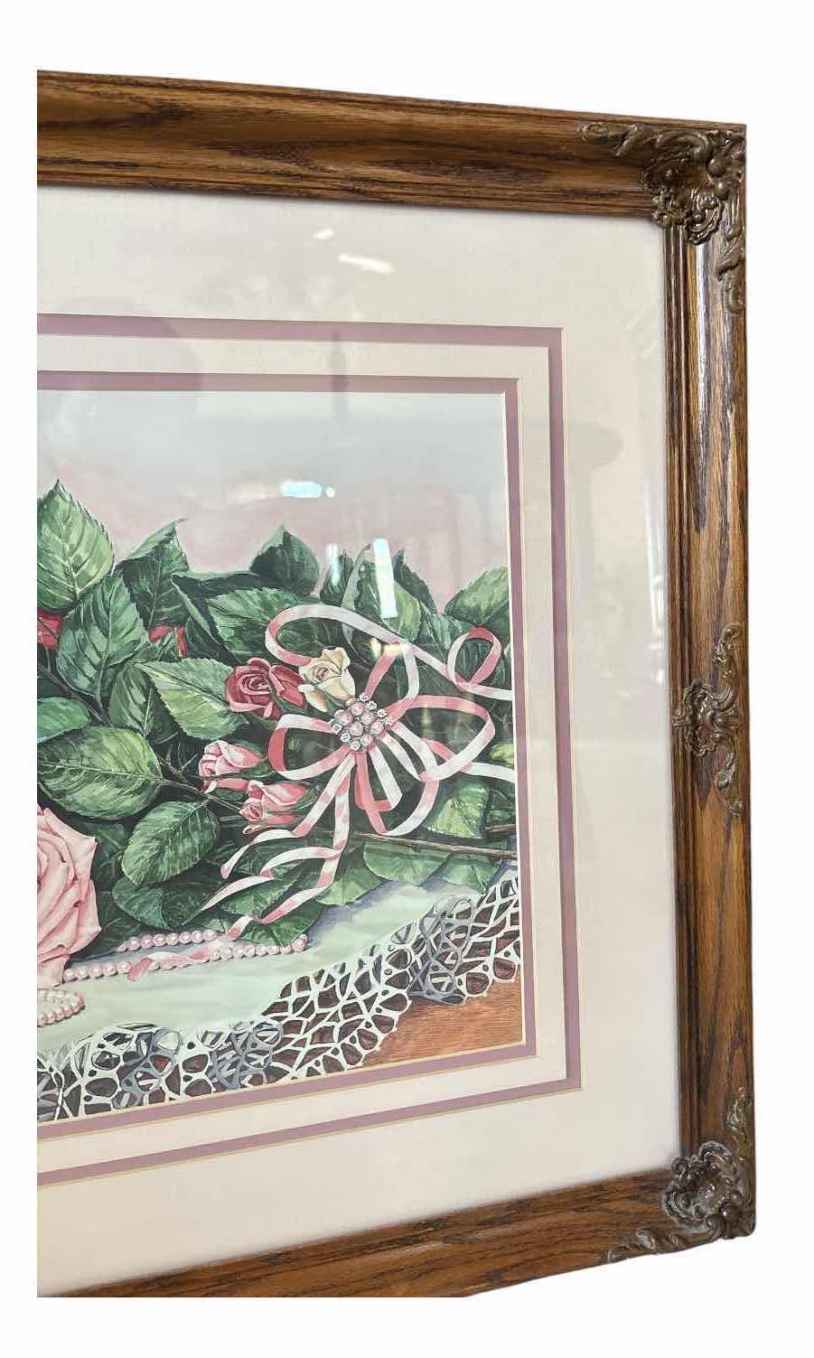 Photo 1 of FRAMED FLORAL ROSE ART PRINT 31”X21”