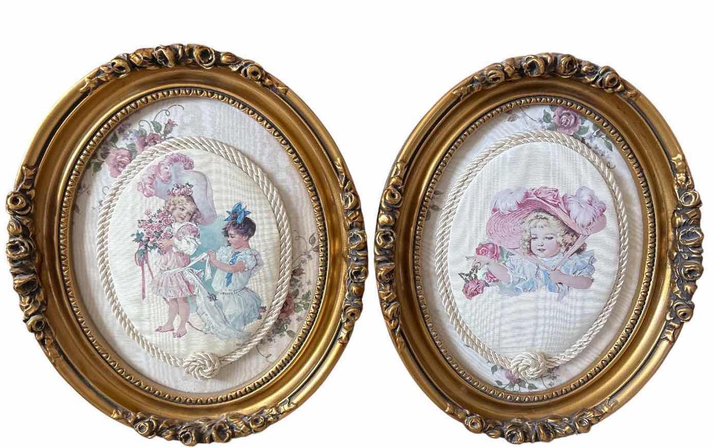 View 1 of (2)PCS MATCHING FRAMED VICTORIAN CHILD PRINTS WALL ART 13”X17.5” $100