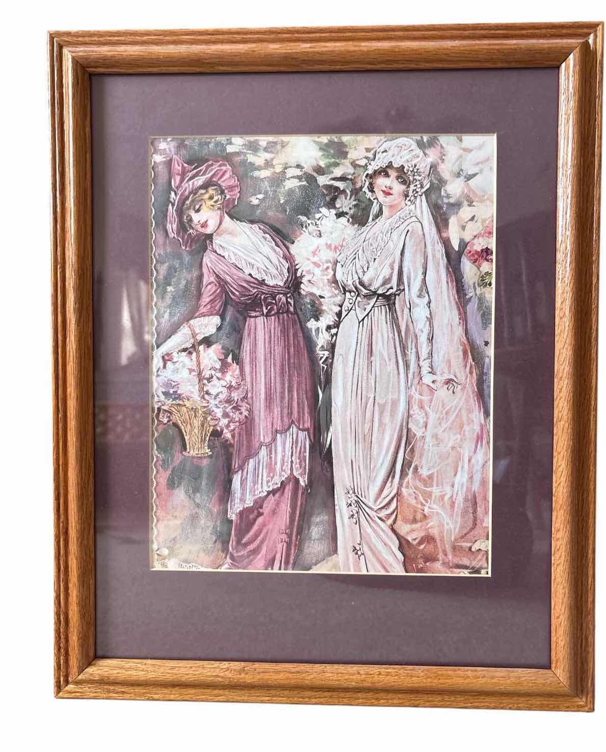 Photo 1 of (3)PCS FRAMED ARTWORK VINTAGE-STYLE ART PRINTS FEATURING ELEGANT LADIES AND FASHION-THEMED DESIGNS 12.5”X16”
