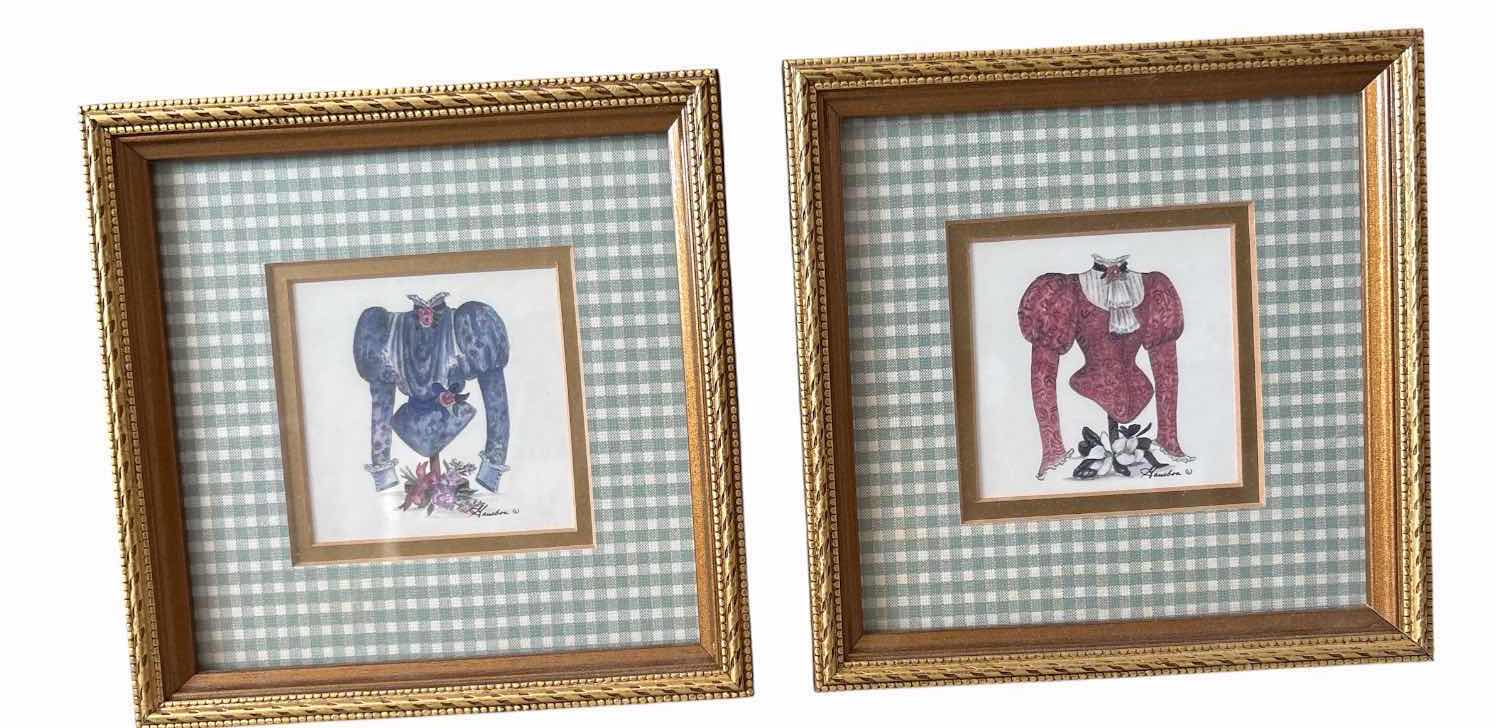 Photo 1 of (3)PCS FRAMED ARTWORK VINTAGE-STYLE ART PRINTS FEATURING ELEGANT LADIES AND FASHION-THEMED DESIGNS 12.5”X16”