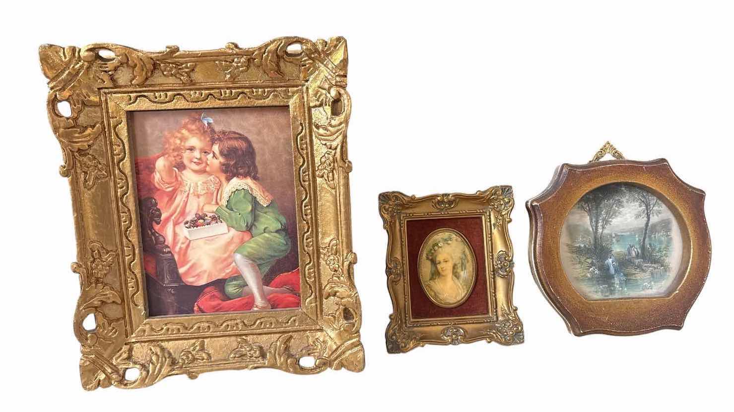 Photo 1 of VINTAGE FRAMED VICTORIAN-STYLE WALL ART PIECES INCLUDING AN ORNATE FRAMED CHILD PORTRAIT PRINT, “PRINCESS LAMBALLE” 9”X11” $120