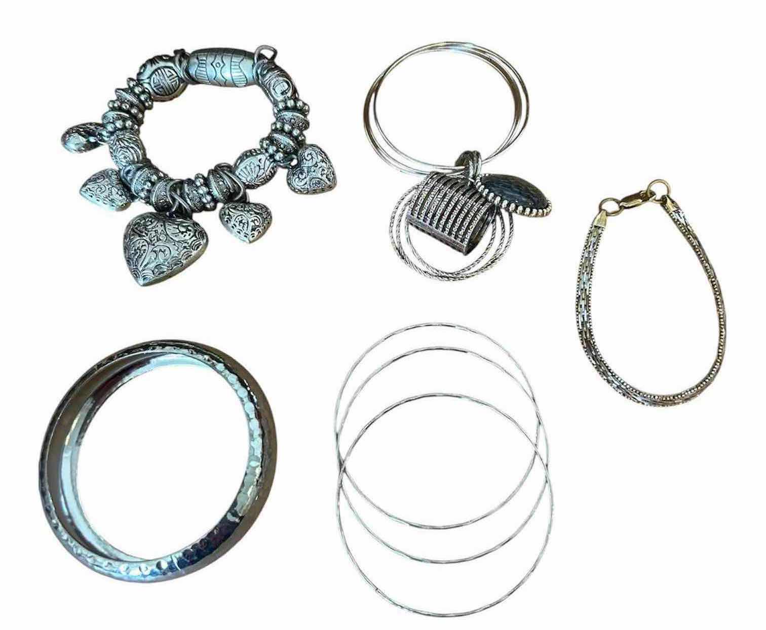 Photo 1 of 5- SILVER TONE BRACELETS AND METAL BANGLES