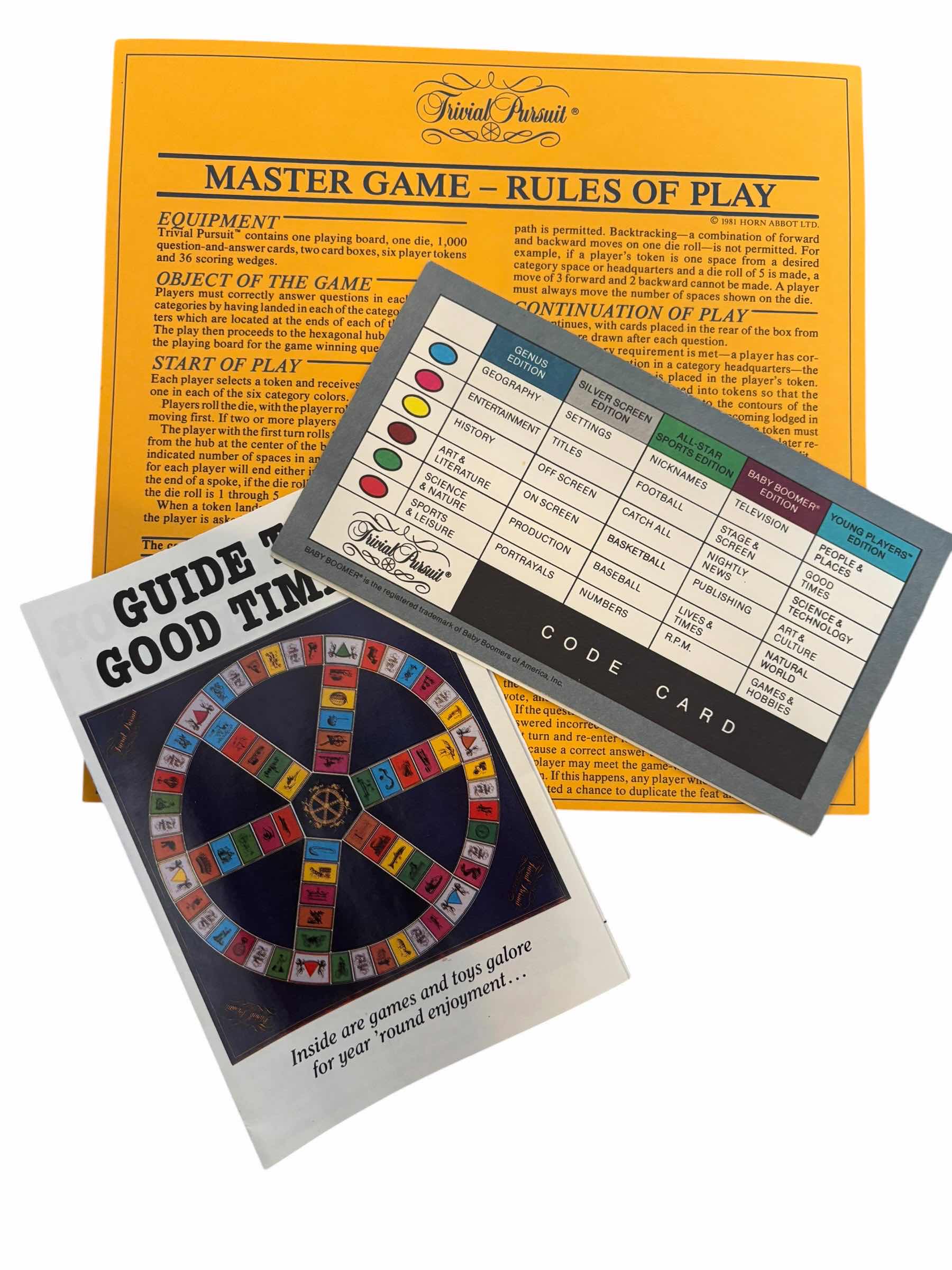 Photo 1 of VINTAGE 1981 TRIVIAL PURSUIT MASTER GAME $45