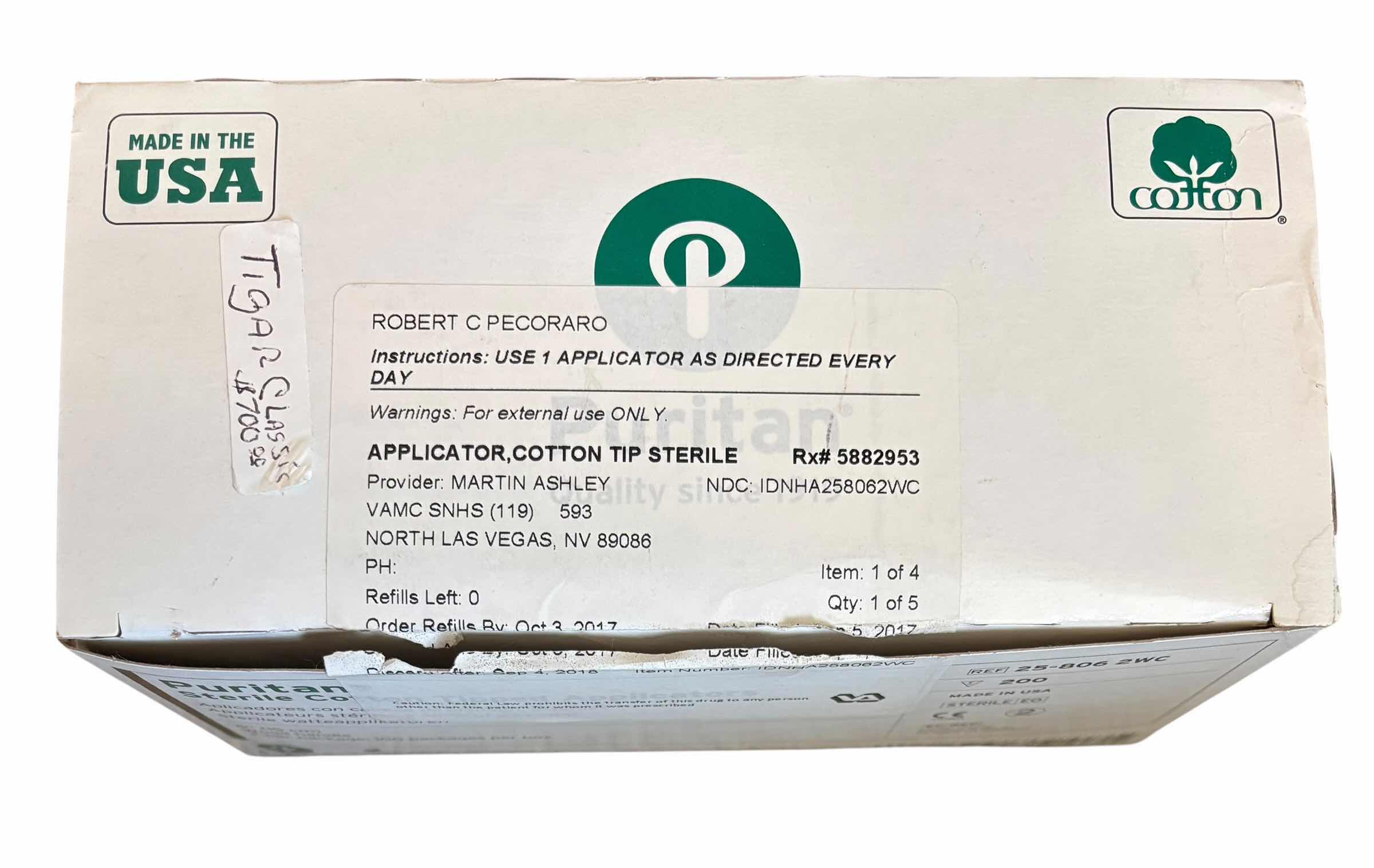 Photo 1 of COTTON TIP STERILE APPLICATORS IN ORIGINAL BOX