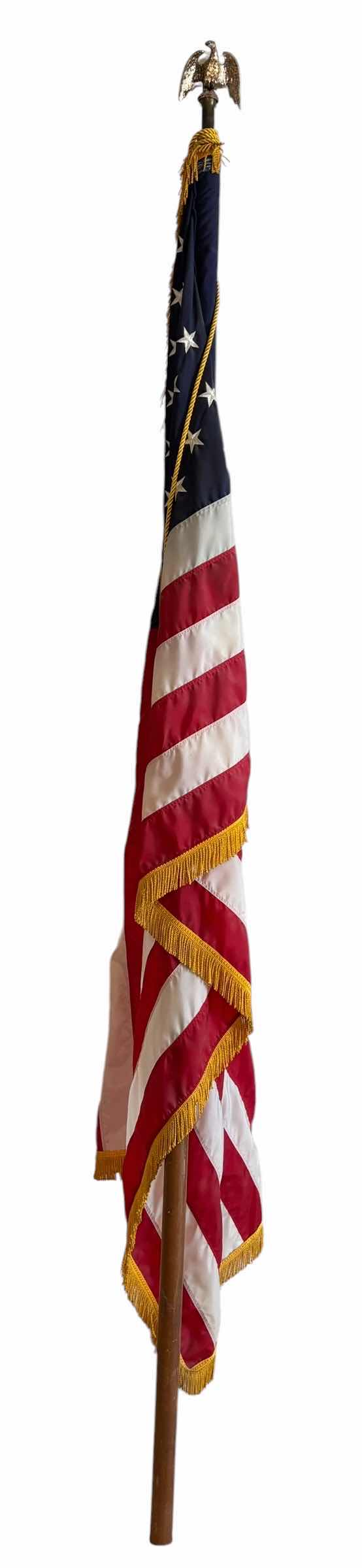 Photo 1 of AMERICAN FLAG ON WOODEN POLE WITH EAGLE TOPPER
