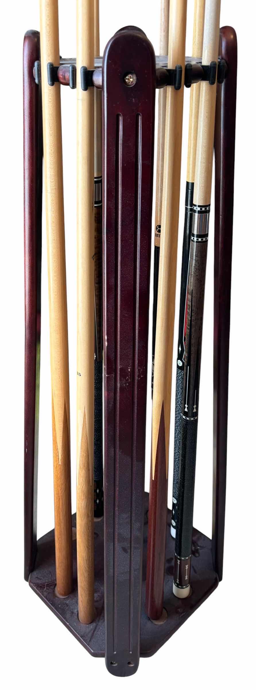 Photo 1 of LEGACY BILLIARDS STERLING MODEL FLOOR STANDING CUE RACK WITH POOL CUES & HEAD HOLDER $950
