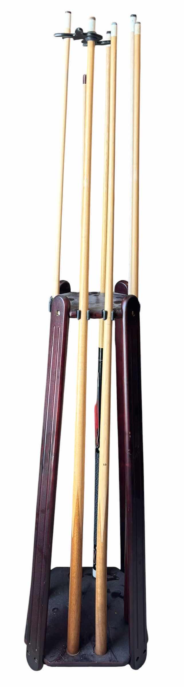 Photo 1 of LEGACY BILLIARDS STERLING MODEL FLOOR STANDING CUE RACK WITH POOL CUES & HEAD HOLDER $950