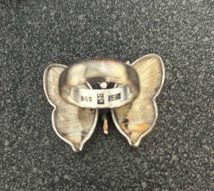 Photo 1 of VINTAGE PERUVIAN RING 950 STERLING SILVER W INLAID REAL BUTTERFLY WINGS SIZE 7 $300