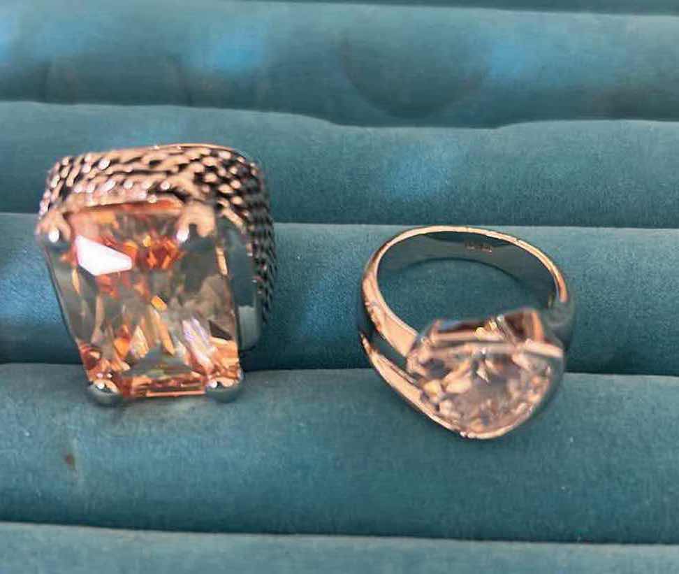 Photo 1 of 5- STATEMENT RINGS W CUSHION GEM STONES SIZE 7