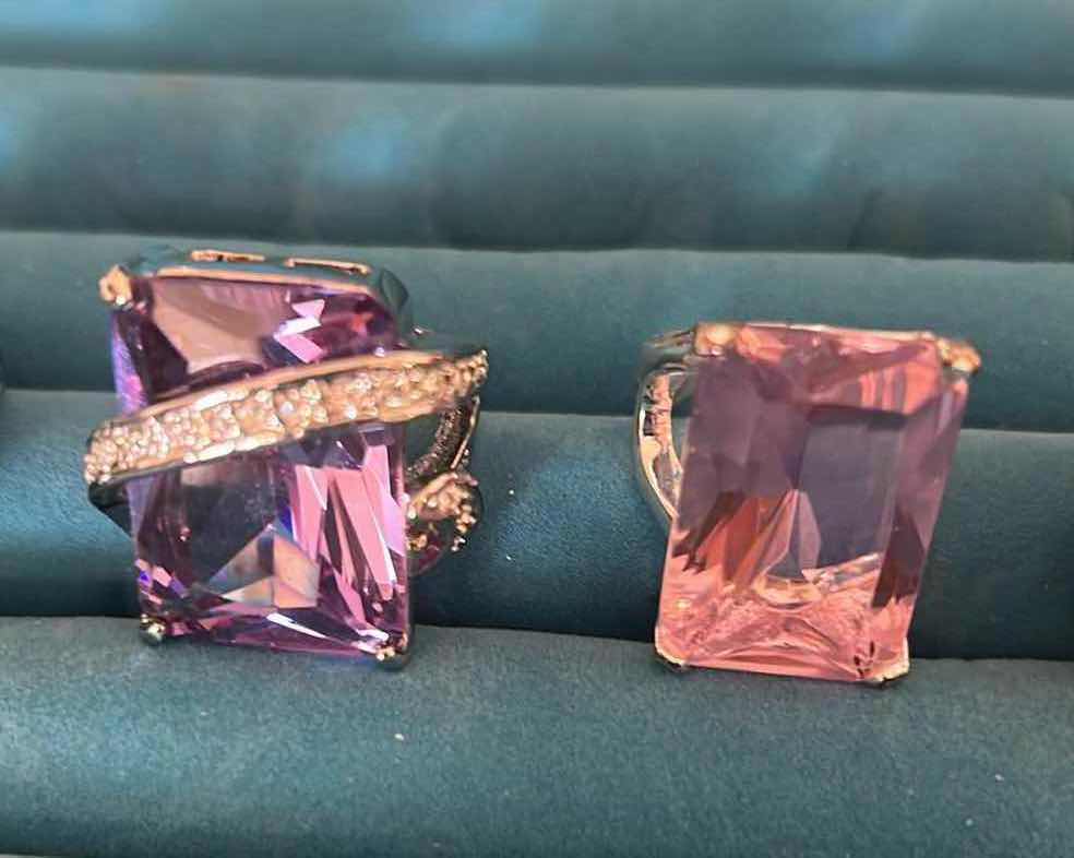 Photo 1 of 5- STATEMENT RINGS W CUSHION GEM STONES SIZE 7