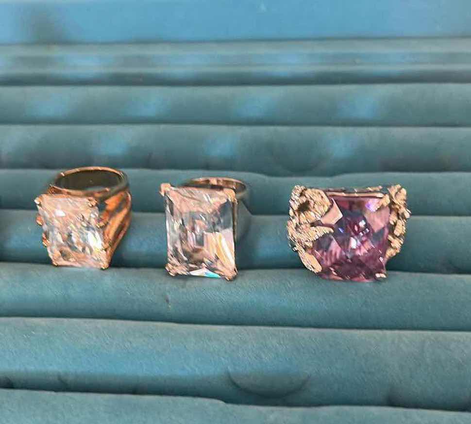 Photo 1 of 5- STATEMENT RINGS W CUSHION GEM STONES SIZE 7