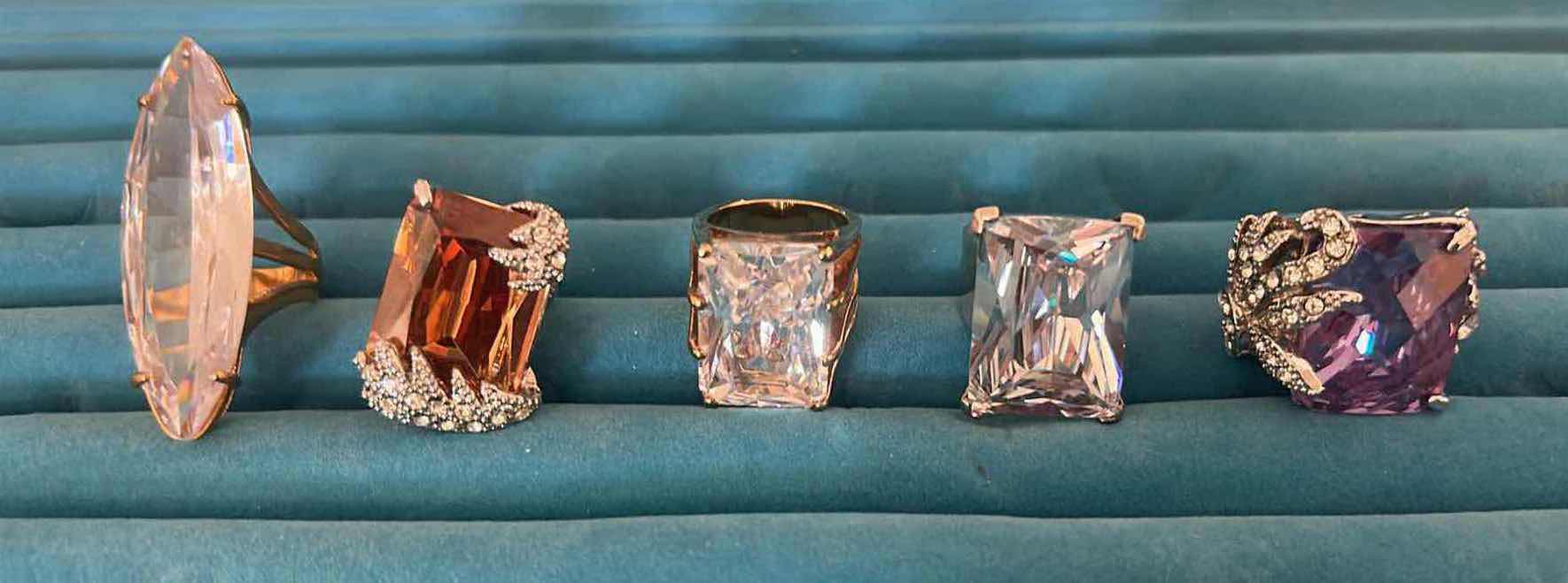 Photo 1 of 5- STATEMENT RINGS W CUSHION GEM STONES SIZE 7