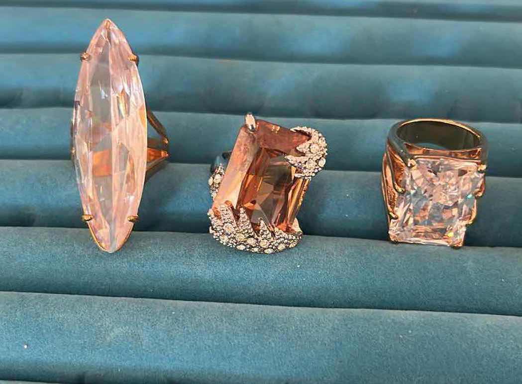 Photo 1 of 5- STATEMENT RINGS W CUSHION GEM STONES SIZE 7