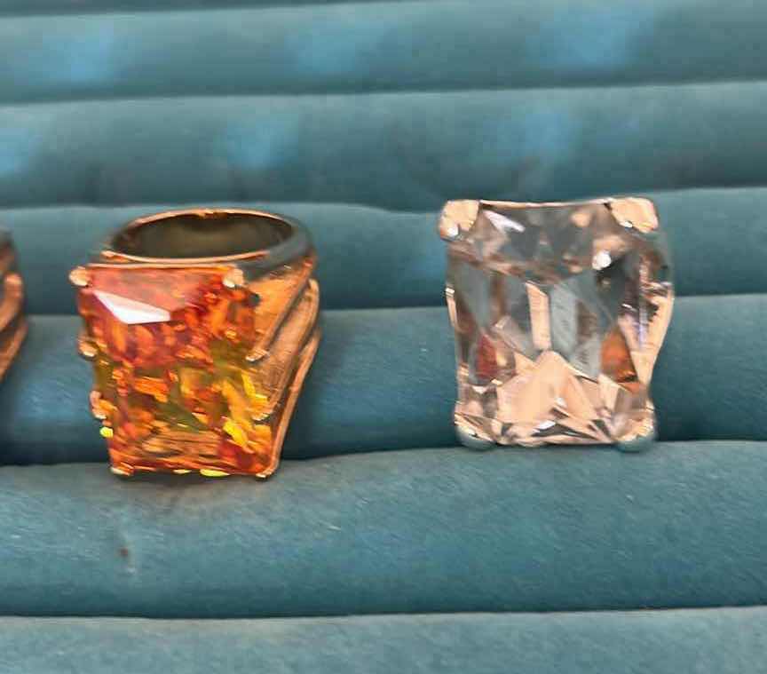 Photo 1 of 5- STATEMENT RINGS W CUSHION GEM STONES SIZE 7