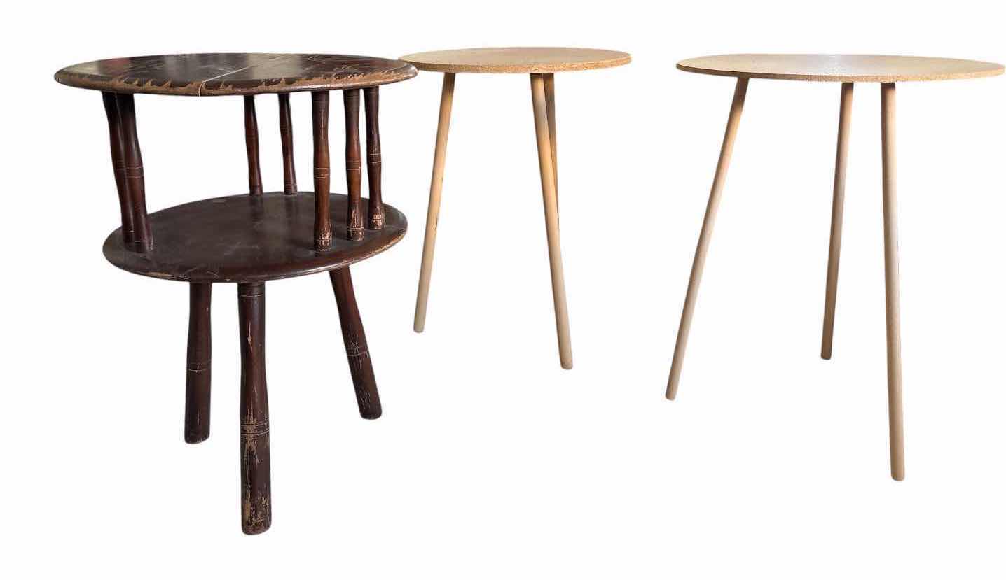 Photo 1 of (3)PCS ROUND MODERN TRIPOD ACCENT TABLES 20” $40