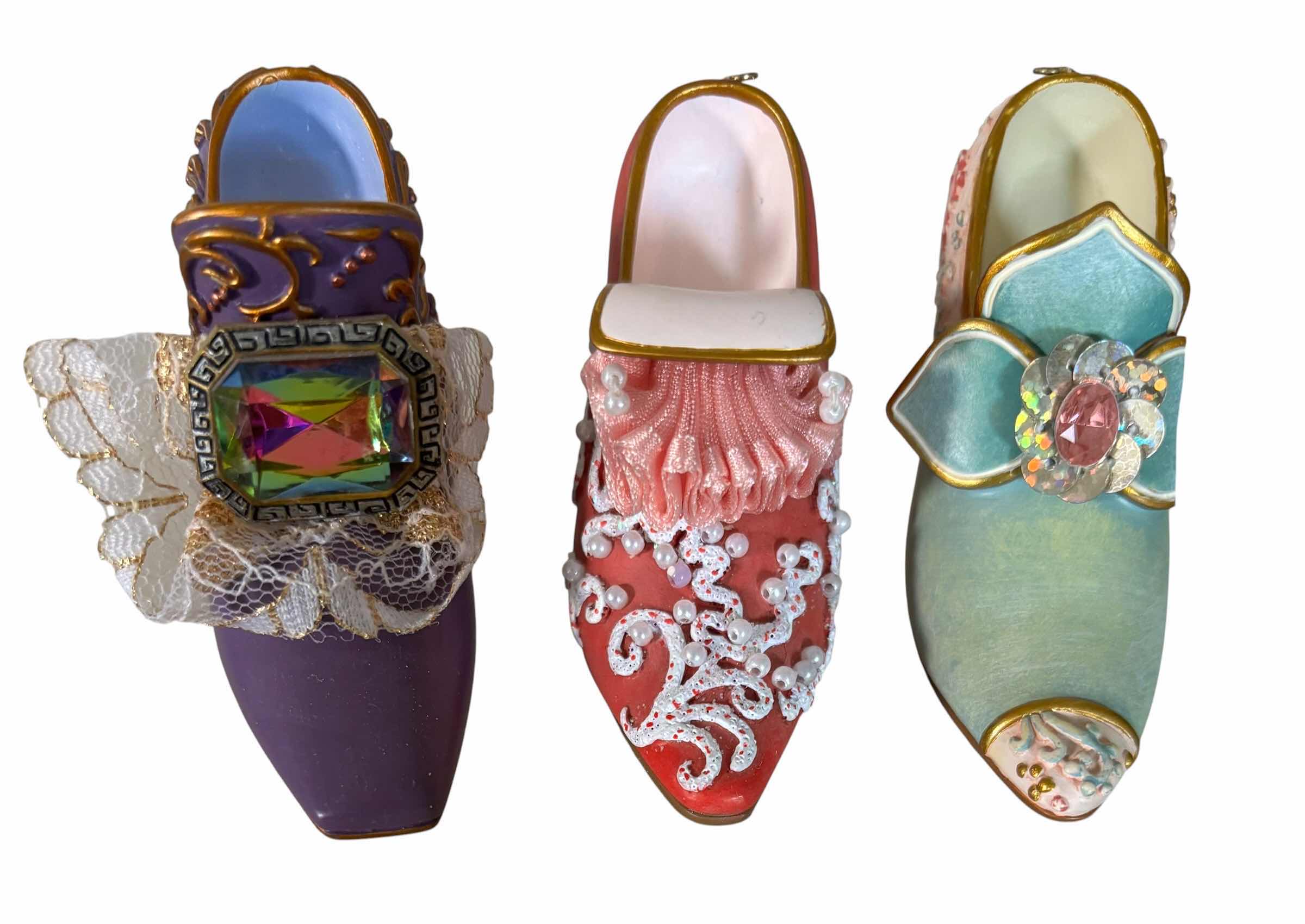 Photo 1 of COLLECTION OF SMALL DECORATIVE SHOES (3) & LARGER RING HOLDER SHOE