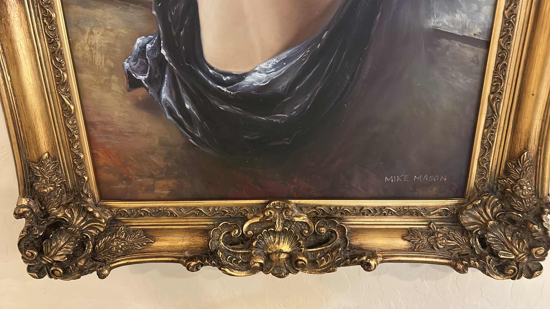 Photo 1 of ORNATE HIGH-RELIEF BAROQUE OR ROCOCO STYLE GILDED WOOD FRAMED SIGNED OIL ON CANVAS PAINTING ARTWORK 32” x45.5”