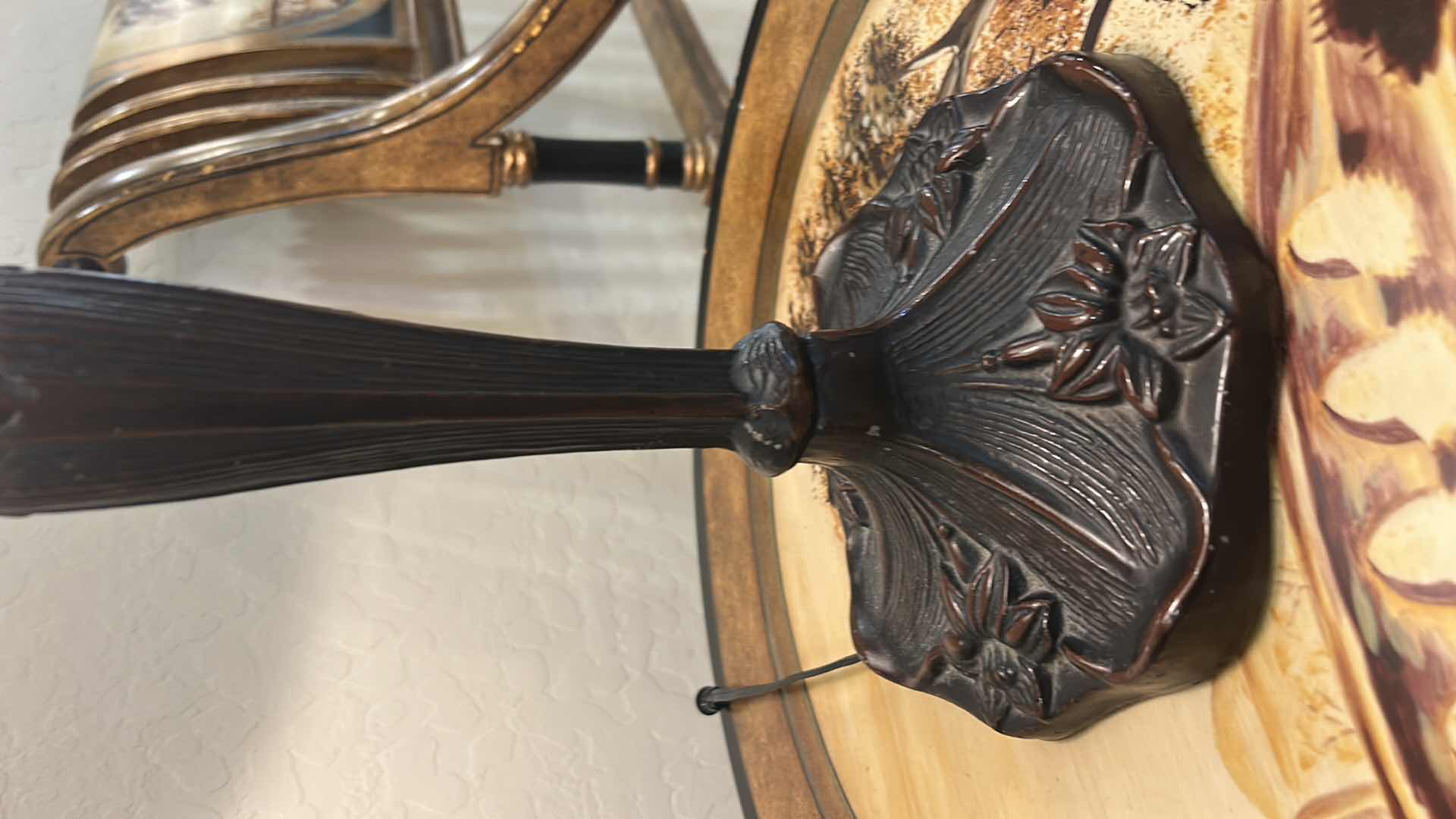 Photo 1 of MEYDA TIFFANY-STYLE ROSES HAND-PAINTED BENT GLASS TABLE LAMP