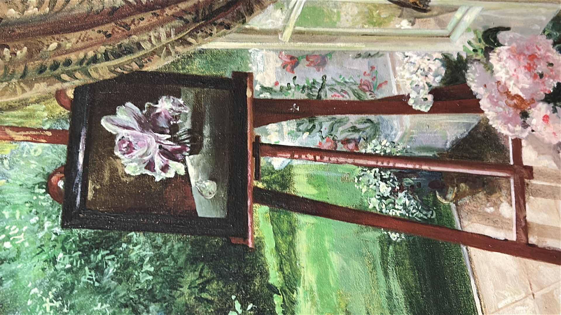 Photo 1 of FRAMED SIGNED OIL ON CANVAS PAINTING “AN ARTIST IN HER STUDIO”. ARTWORK 44" x 34"