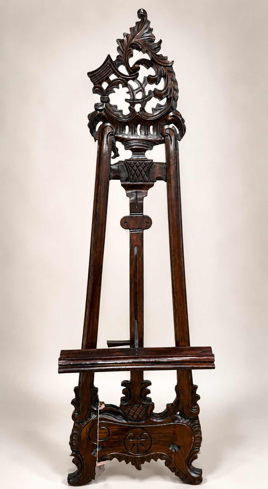 Photo 1 of LOUISE XV STYLE CARVED MAHOGANY FINE ART DISPLAY EASEL HAND CARVED MAHOGANY FLOOR STAND. 19.5” x H66” $289