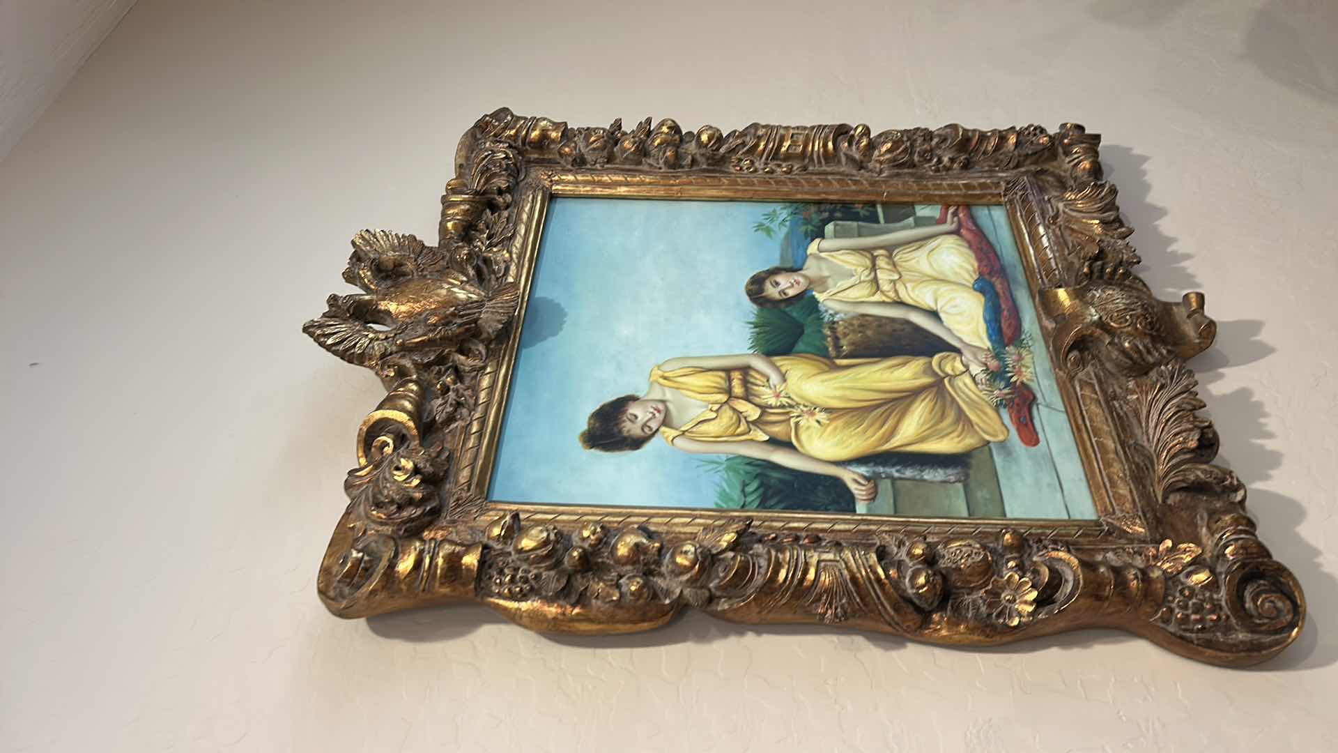 Photo 1 of ANTIQUE NEOCLASSICAL STYLE GILT FRAMED “IDLENESS” OIL ON CANVAS ARTWORK 31"x 38“