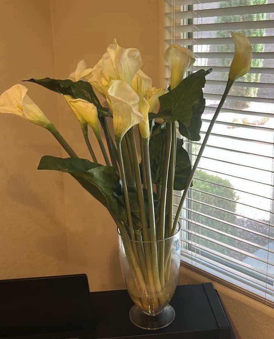View 2 of FAUX WHITE CALLA LILLY FLORAL ARRANGEMENT H34”