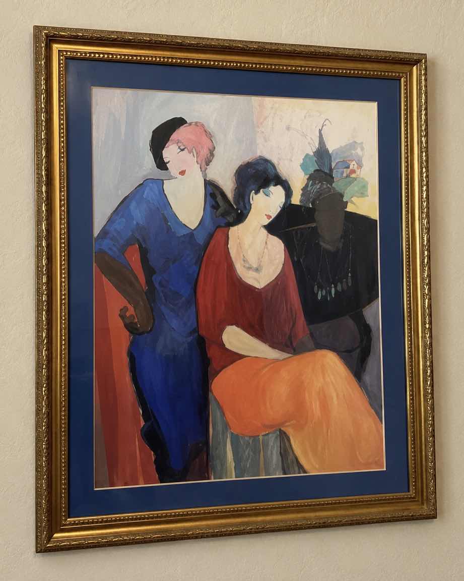 Photo 1 of FRAMED LITHOGRAPH PRINT "WAITING" NEO-IMPRESSIONIST ARTWORK BY ITZCHAK TARKAY 32.25“ X 38“