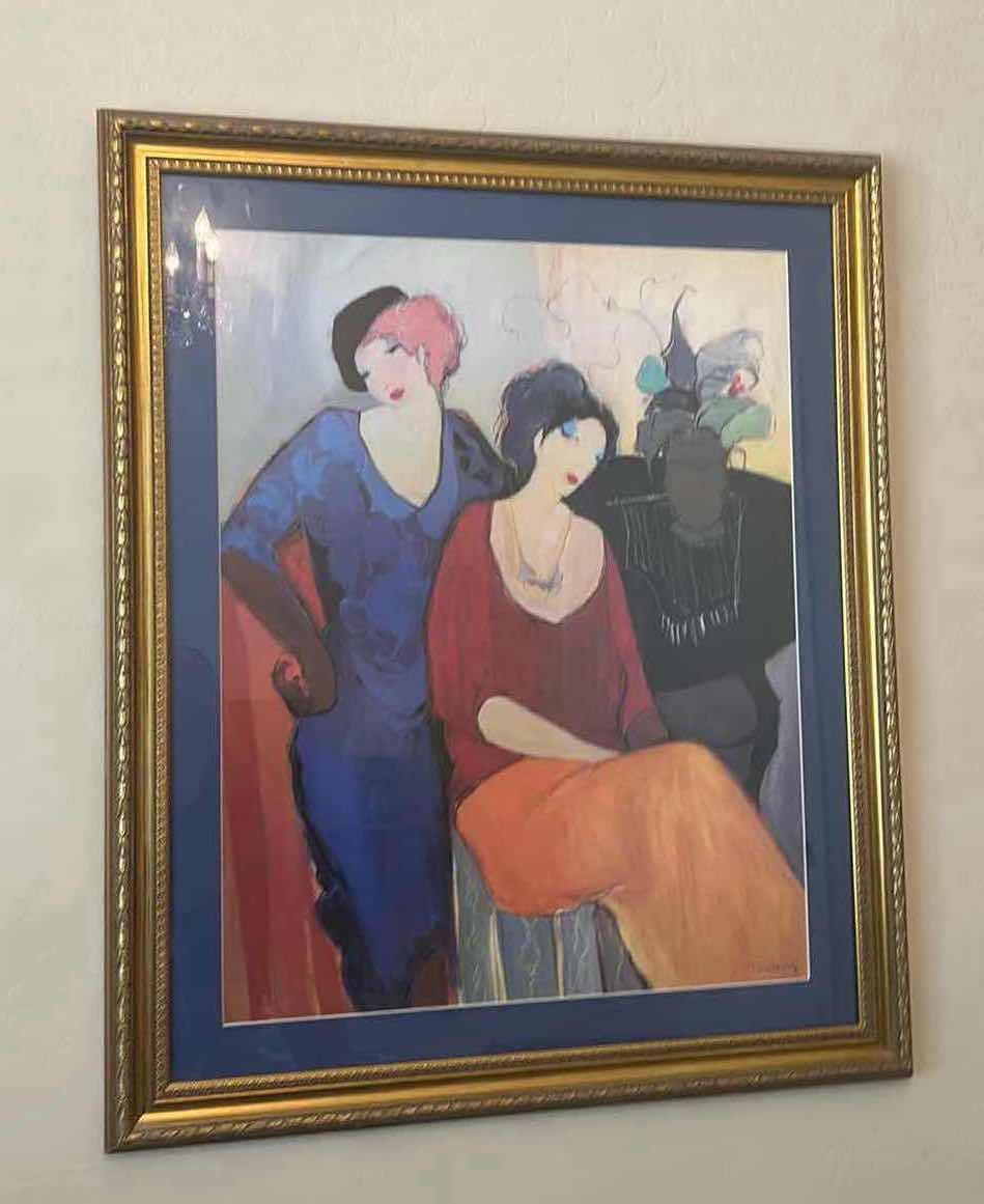 Photo 1 of FRAMED LITHOGRAPH PRINT "WAITING" NEO-IMPRESSIONIST ARTWORK BY ITZCHAK TARKAY 32.25“ X 38“