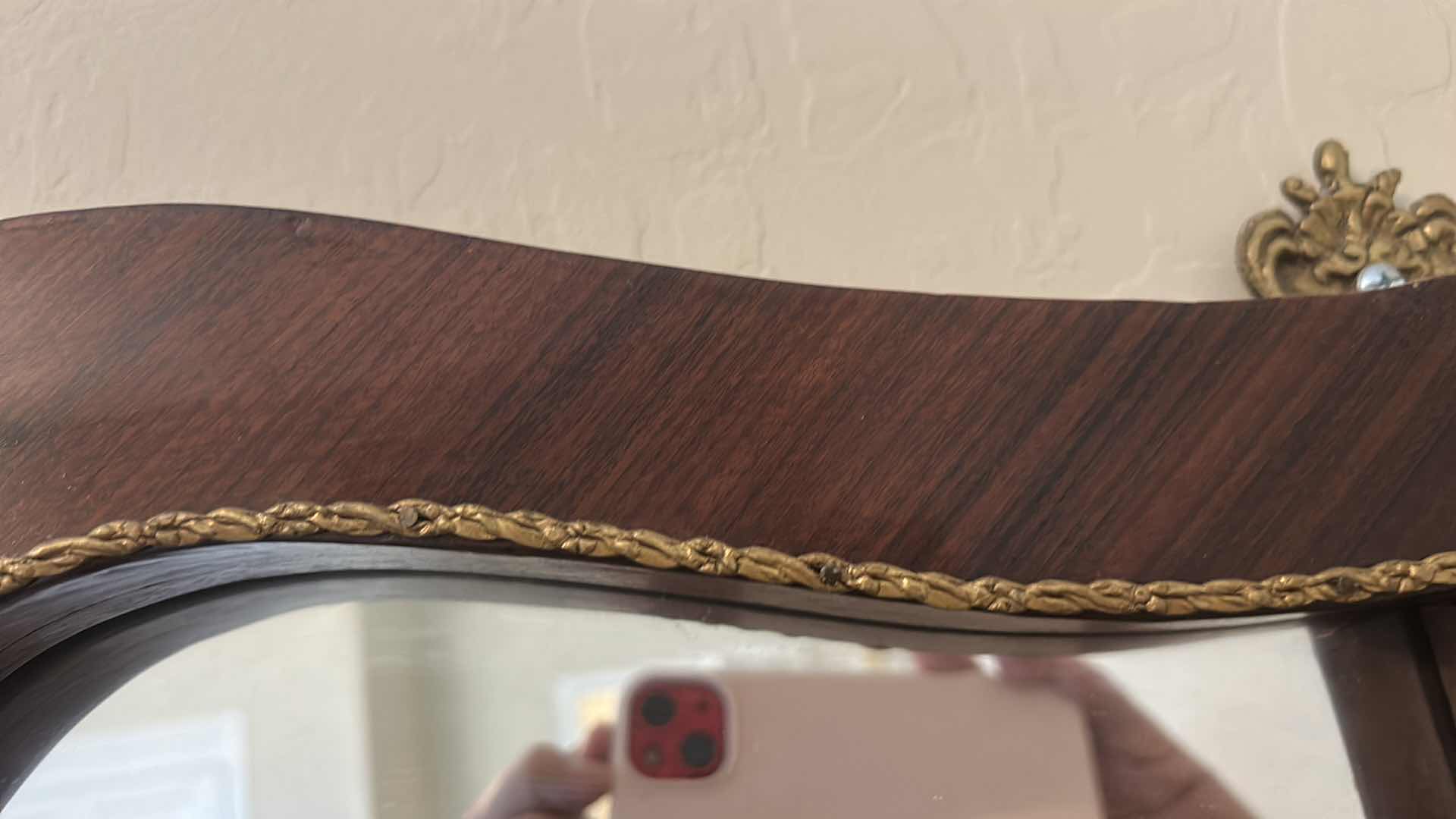 Photo 1 of VINTAGE ROCOCO STYLE SCALLOPED MAHOGANY & PARTIAL GILT WALL MIRROR W BEVELED GLASS 31“ x 32“