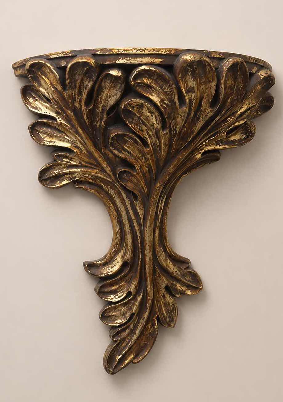 Photo 1 of HOLLYWOOD REGENCY STYLE GOLD GILT ACANTHUS LEAF WALL DECOR. 17” x 6.5” H20.5”