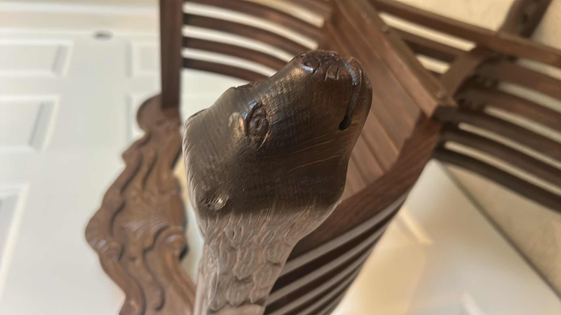 Photo 1 of VINTAGE ITALIAN RENAISSANCE HAND CARVED WOODEN SAVONAROLA FOLDING CHAIR