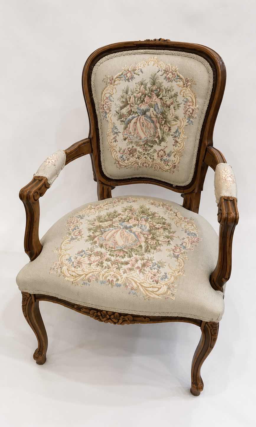 View 1 of 20TH CENTURY ITALIAN MADE CHATEAU D‘AX LOUIS XV STYLE TAPESTRY ARMCHAIR