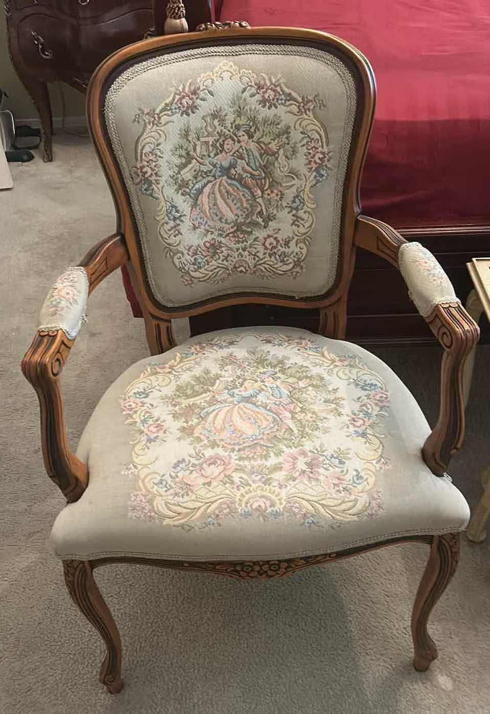 View 2 of 20TH CENTURY ITALIAN MADE CHATEAU D‘AX LOUIS XV STYLE TAPESTRY ARMCHAIR